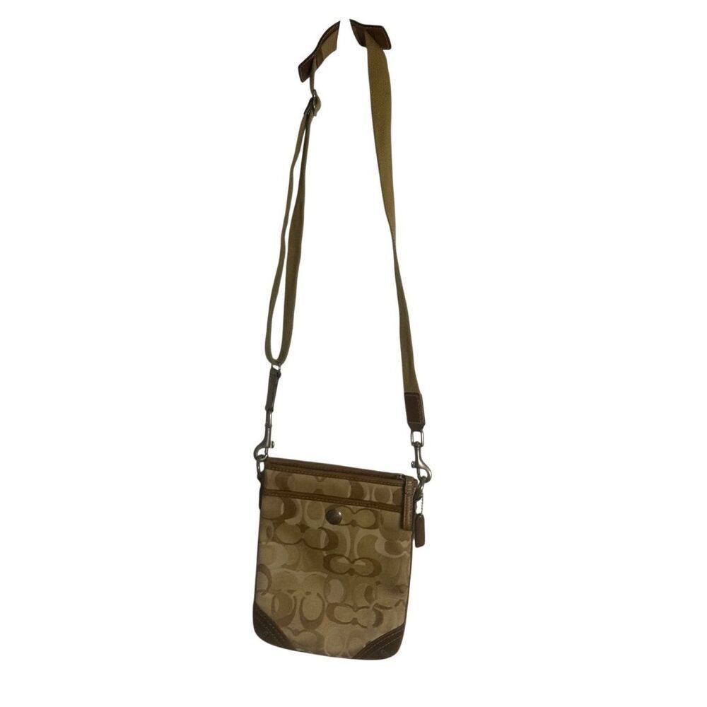 Coach Women's Optic Signature Shoulder Swingpack Crossbody Purse Bag Brown